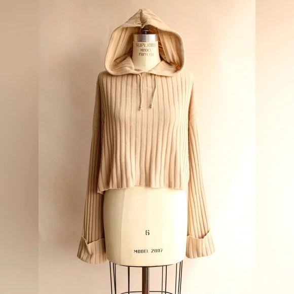 NASTY GAL Women’s Hooded Knit Cropped Sweater size M - Picture 5 of 11